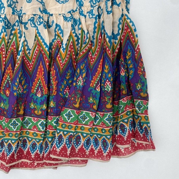 Free People Skirt Small Cream Multicolor Sunrise Voile Maxi Boho Tiered Festival - Picture 6 of 9